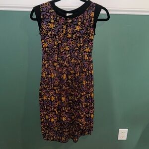 Disney Signed Girls Dress XL Black Floral Bird Pleated Sleeveless‎ Hi-lo hem